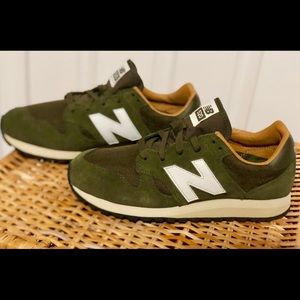 New balance 520 model, olive and tan sneakers